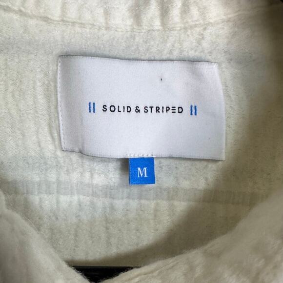 Solid And Striped Oxford Pocket Button Down Tunic Top Wool Silk Size Medium - Picture 8 of 11